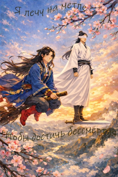 Я лечу на метле, чтобы достичь бессмертия!🌄 (перевод окончен полностью✅) - обложка ранобэ читать онлайн