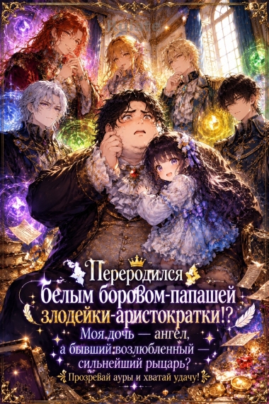 Переродился белым боровом-папашей злодейки-аристократки!? Моя дочь — ангел, а бывший возлюбленный — сильнейший рыцарь? Прозревай ауры и хватай удачу! - обкладинка ранобе читати онлайн