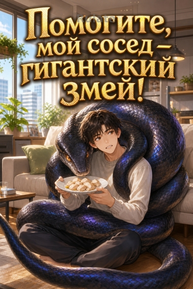 Помогите, мой сосед — гигантский змей! - обкладинка ранобе читати онлайн