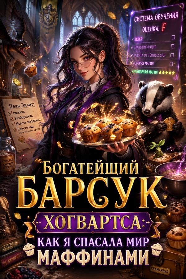 Богатейший барсук Хогвартса: Как я спасала мир маффинами - обложка ранобэ читать онлайн