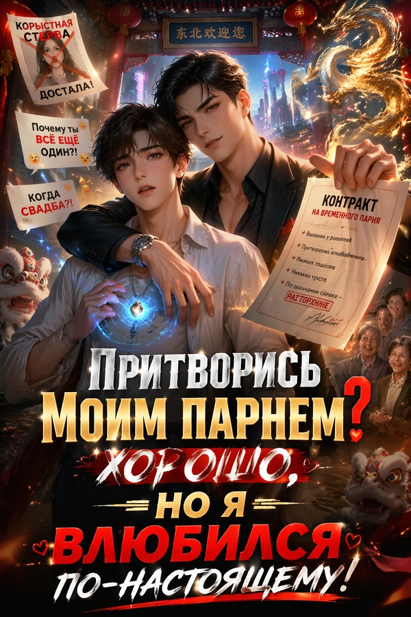 Притворись моим парнем? Хорошо, но я влюбился по-настоящему! - обложка ранобэ читать онлайн