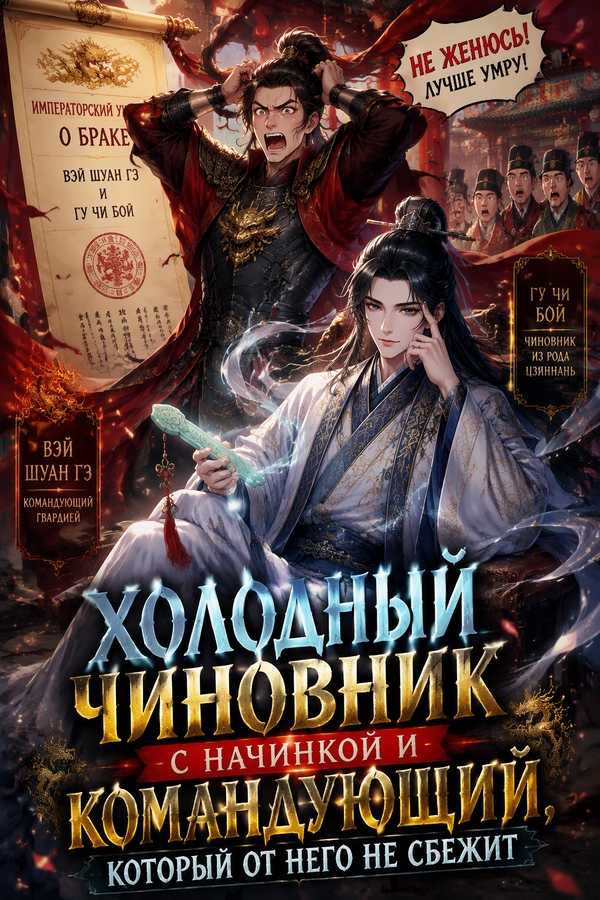 Холодный чиновник с начинкой и командующий, который от него не сбежит - обложка ранобэ читать онлайн